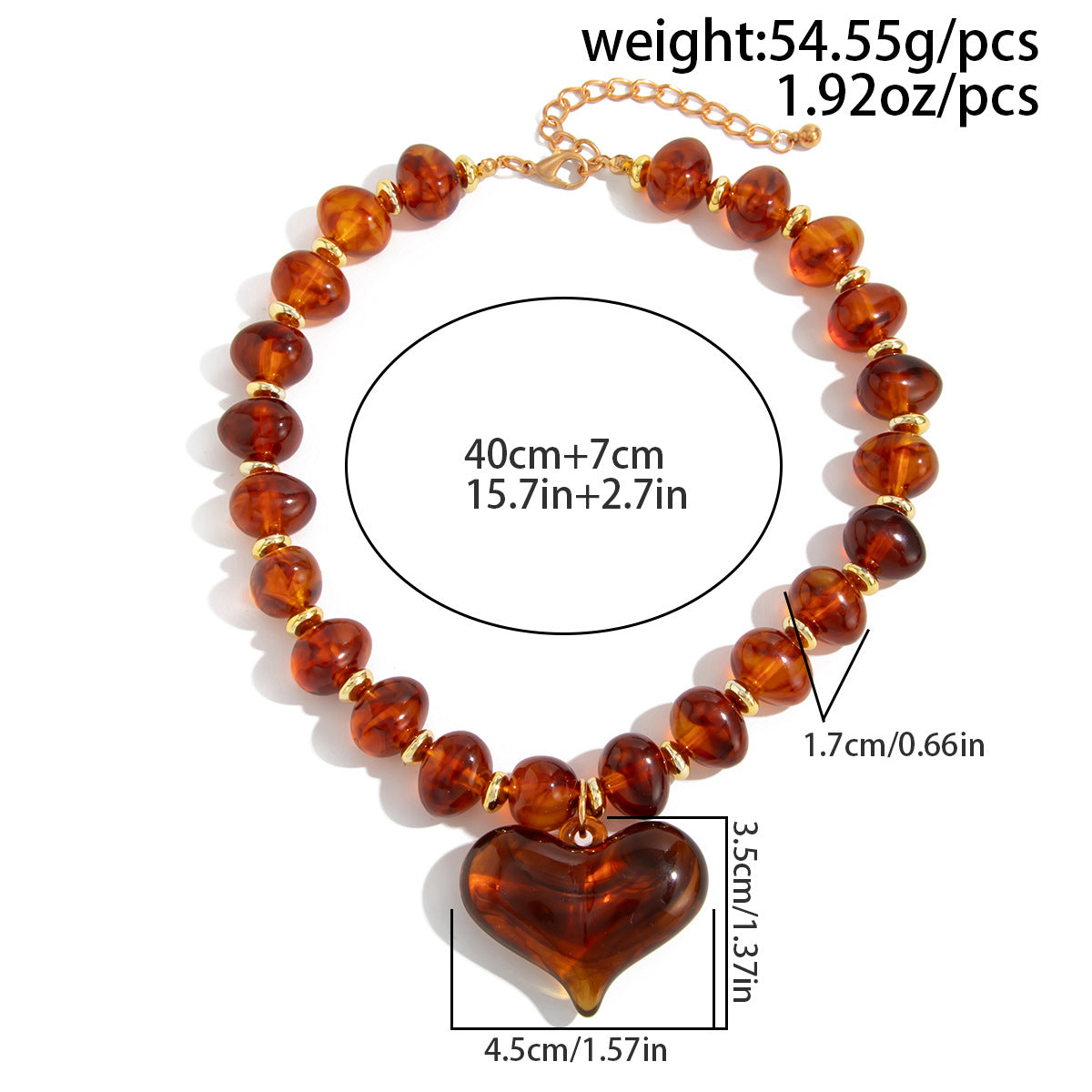 Amber Heart Maillard Bead Necklace