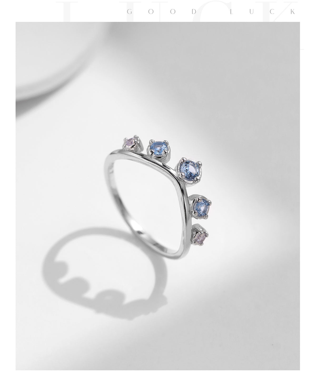 925 Sterling Silver Crown Irregular Wave Zircon Ring