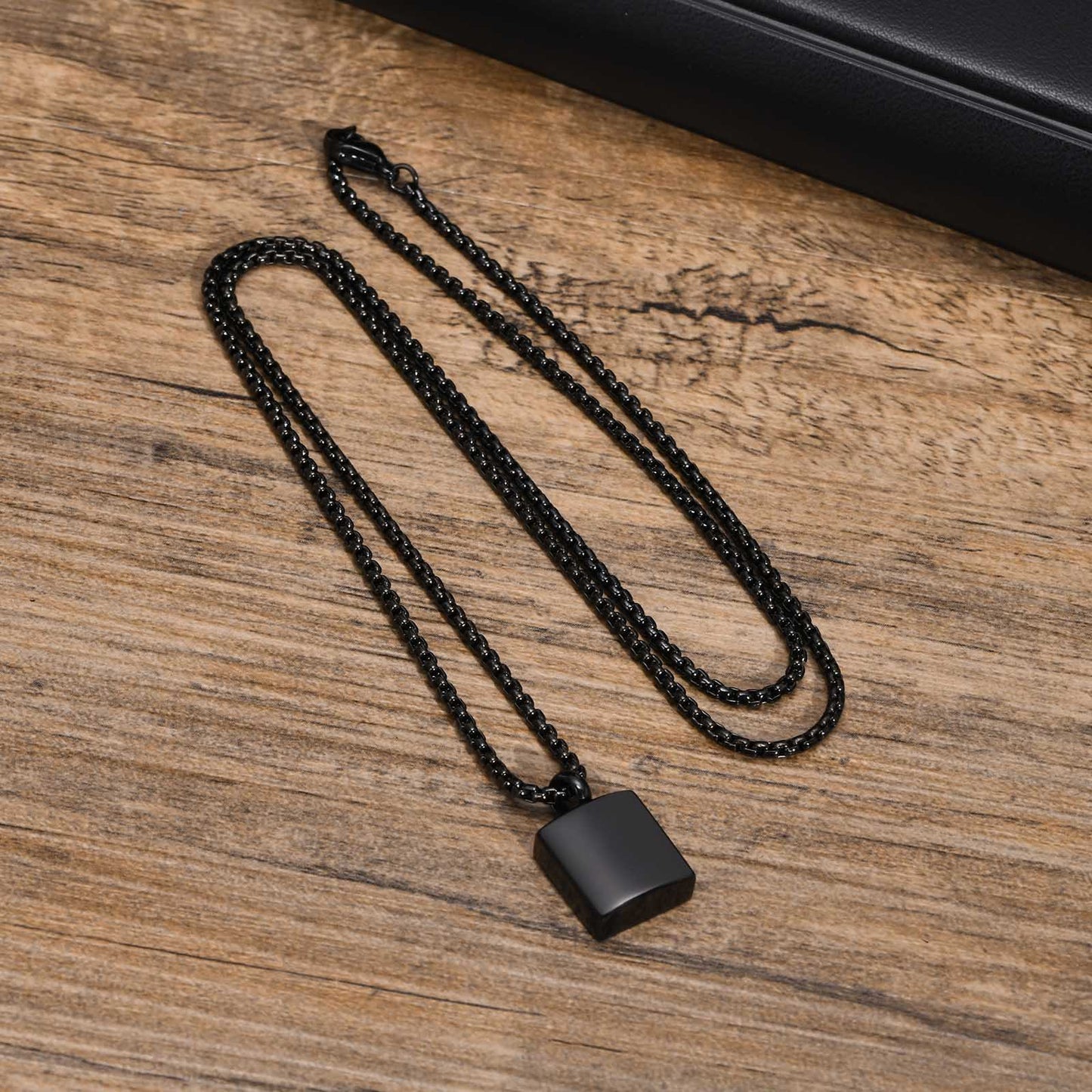 Stainless Steel Simple Small Square Surface Light Pendant for Men