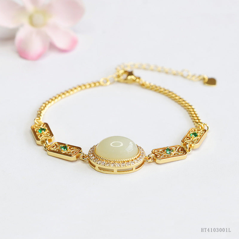 Hetian Jade Filigree Square Bracelet