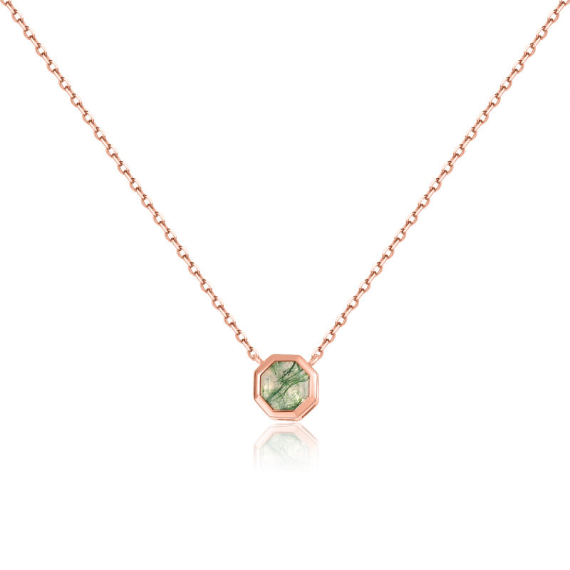 Unique S925 Silver Inlaid Aquatic Agate Women Necklace