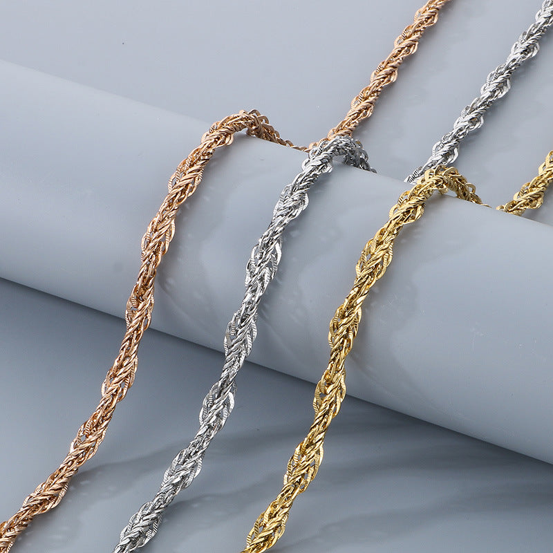 Hip-Hop Design Buckle Twist Cord Chain Men's Stainless Steel Twisted Chain Accessory For Necklace