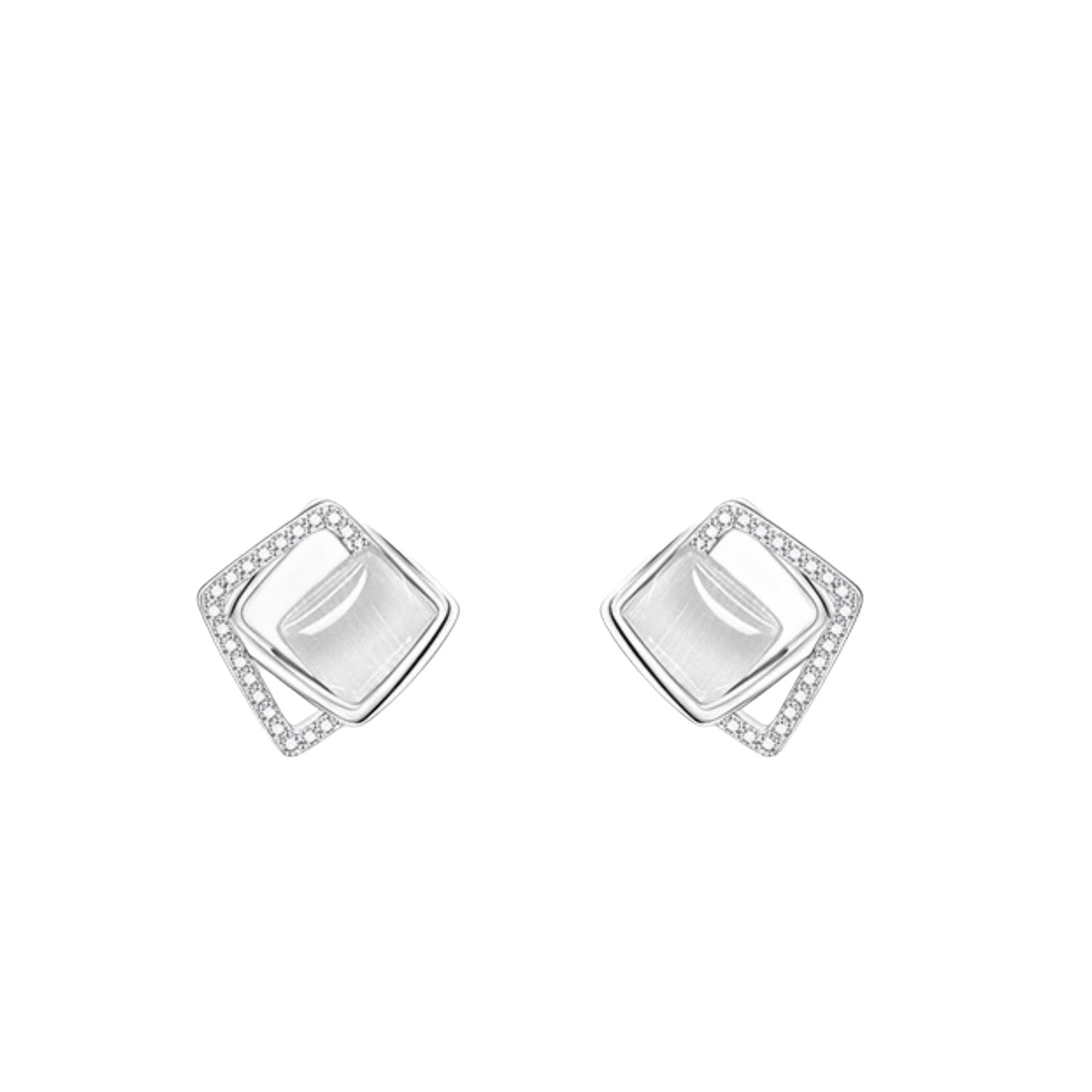 New 925 Sterling Silver Geometric Stud Earrings for Women