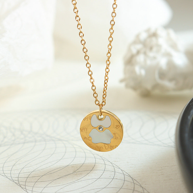 Cute Bear Pendant Necklace with Zircon Inlay and 18K Gold Plating