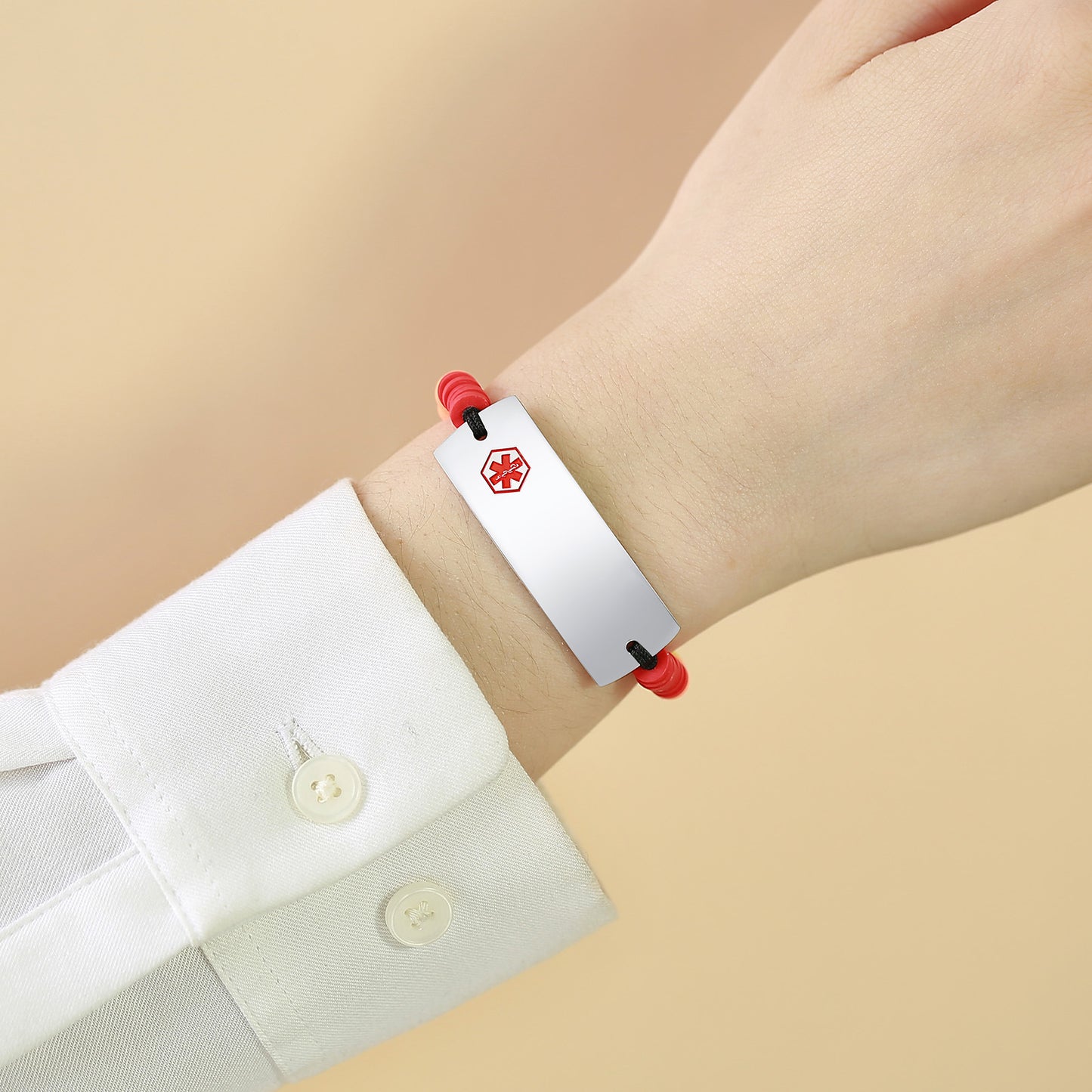 Adjustable Hand Rope Medical Logo Silicone Ring Bracelet for Men