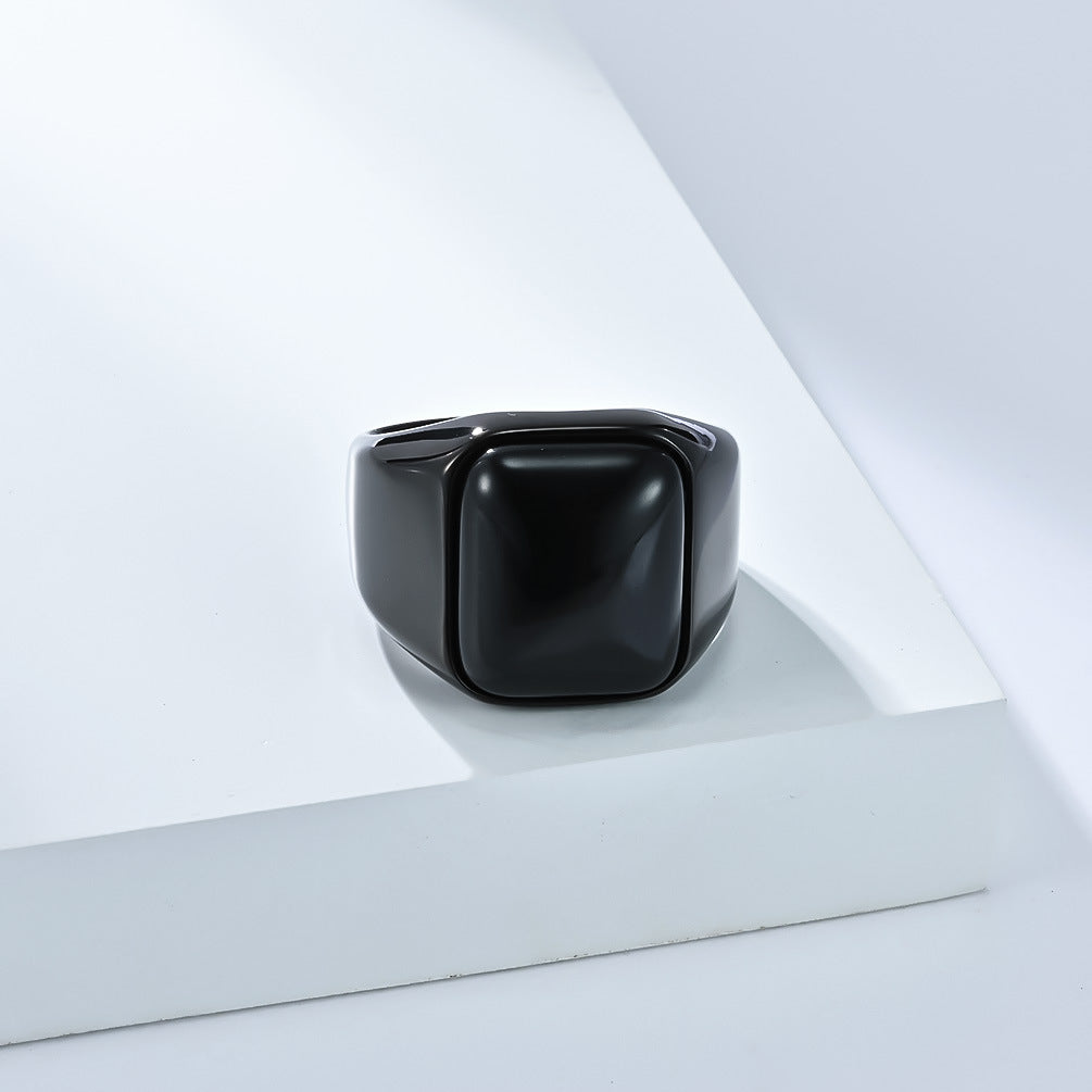 Planderful Men Tiger Eye Ring Natural Square Stone Stainless Steel Premium High End Jewelry