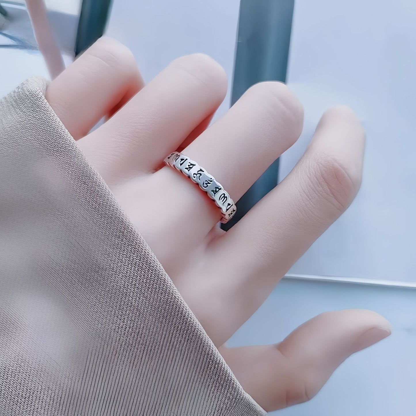 New S925 Sterling Silver Ring for Men and Women Proverb Design