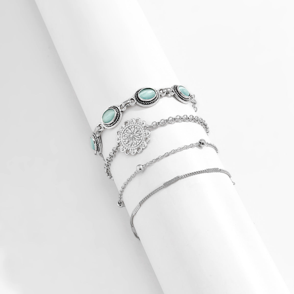 Planderful Collection Vienna Verve Opal Bead Fine Chain Bracelet For Modern Women Vintage Inspired Statement Jewelry