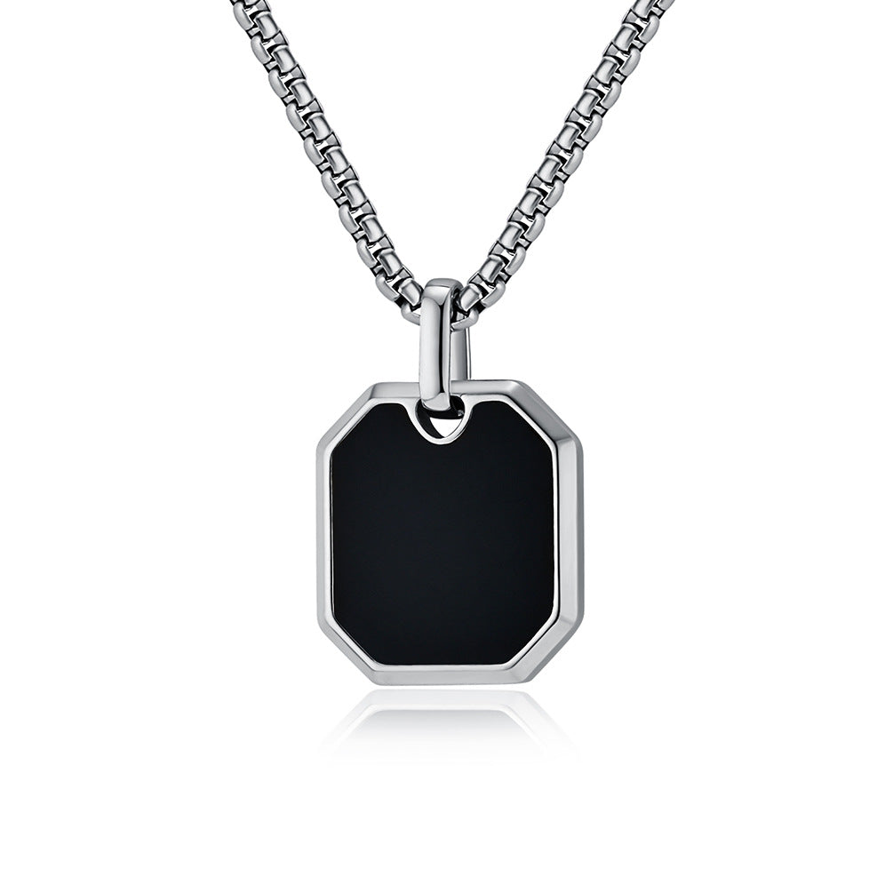 Planderful Everyday Genie Stainless Steel Square Pendant Necklace Unisex For Men And Women Protection Charm