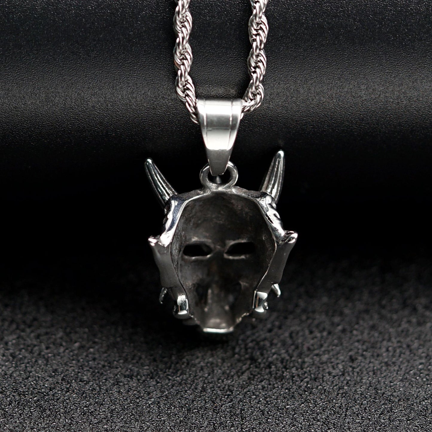 Steel Necklace – Vintage Ghost Mask Pendant