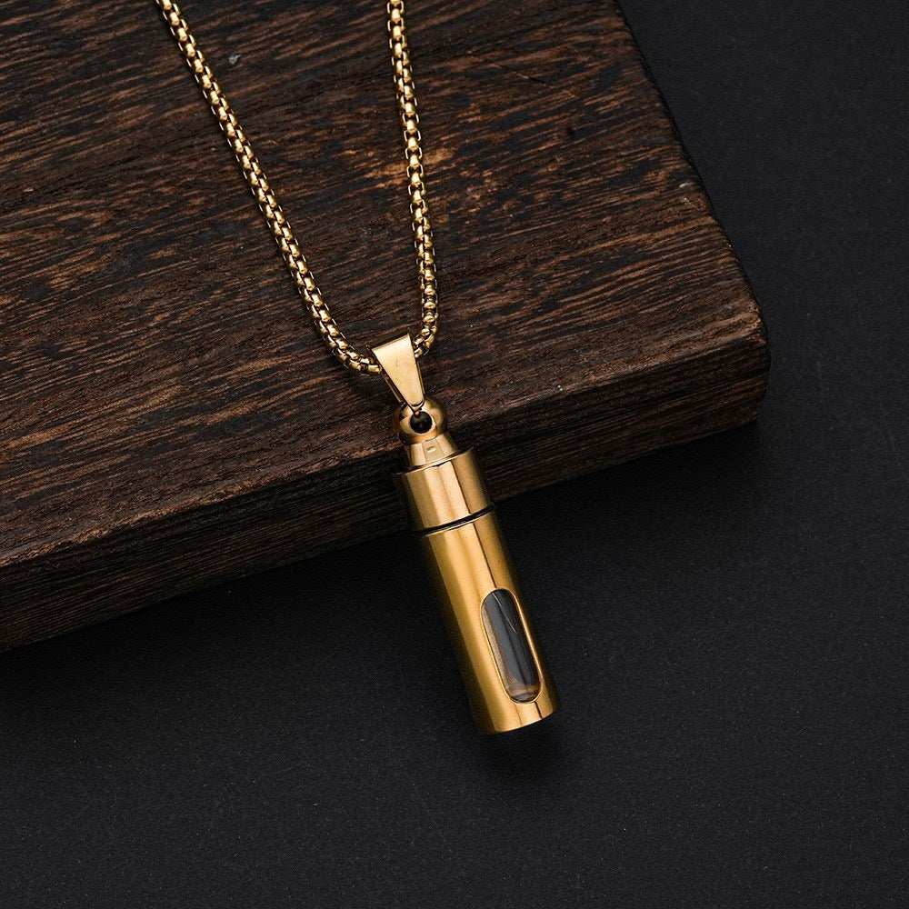 Open Perfume Stainless Steel Pendant Necklace