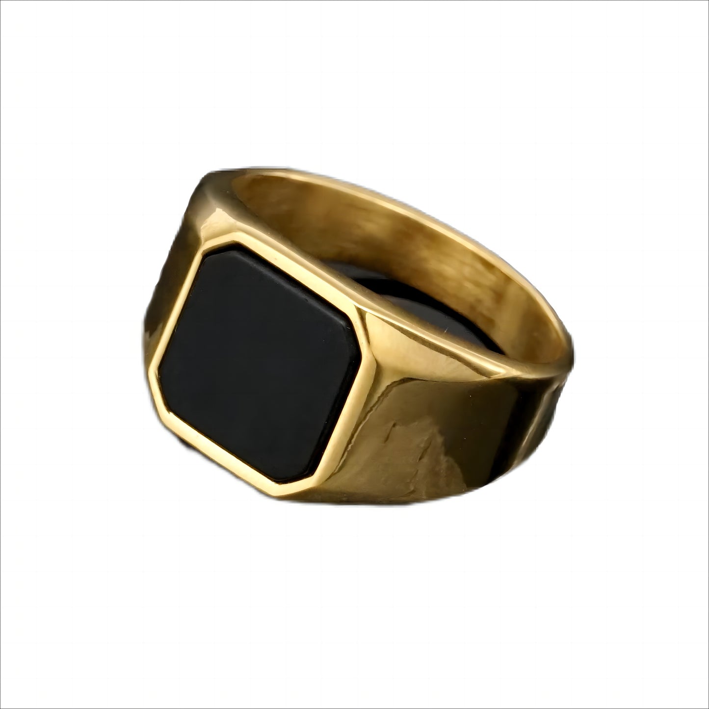 Planderful Titanium Steel Ring With Natural Stone Unisex Bold Statement Jewelry For Men