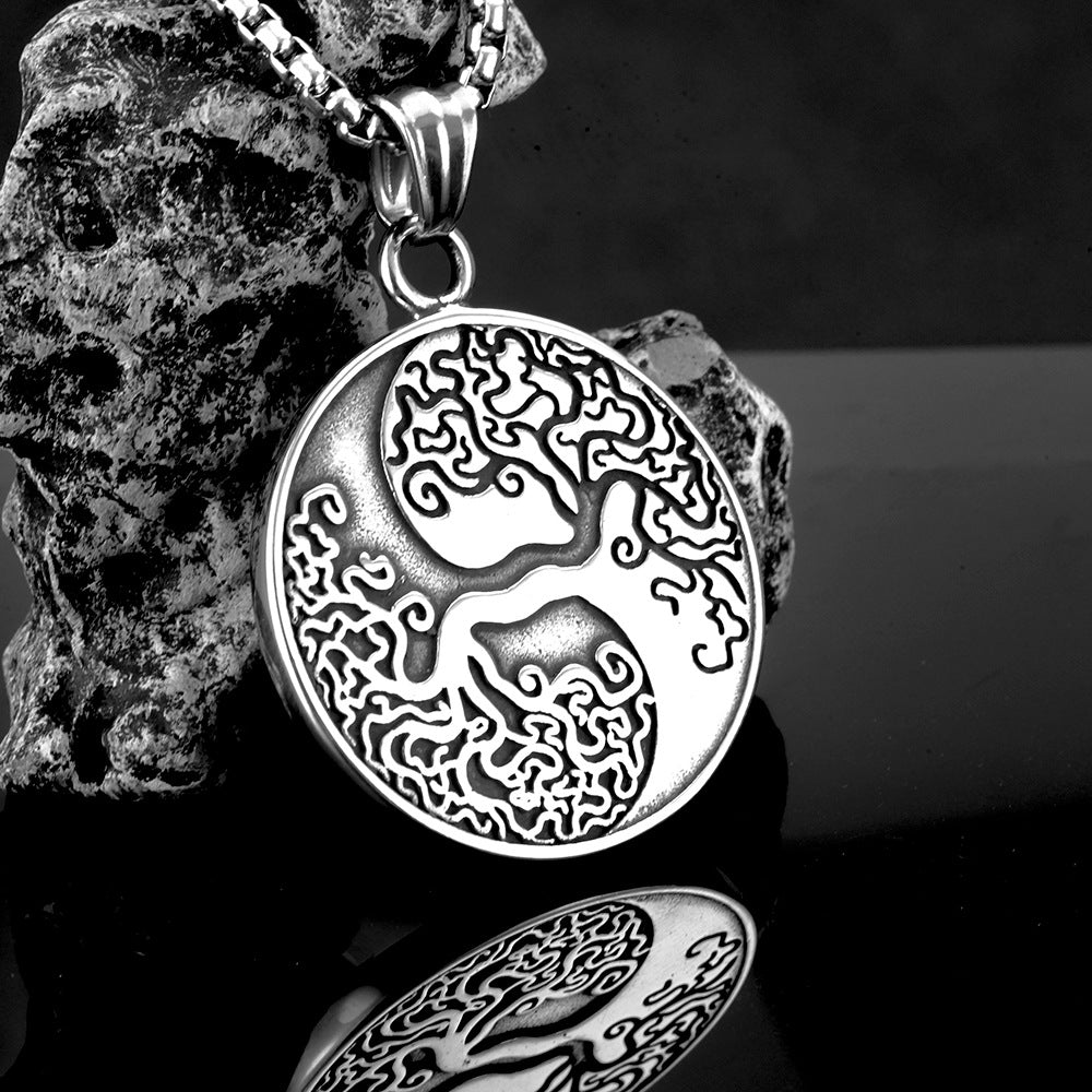 European And American Jewelry Stainless Steel Men's Pendant Necklace Retro Hip Hop Tree Of Life