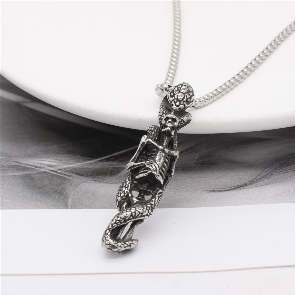 Snake Skull Titanium Steel Pendant Necklace
