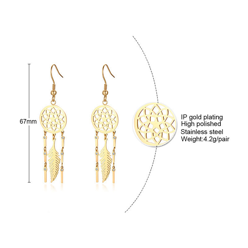 Amazon Wish Earrings Stainless Steel Dream Catcher Tassel