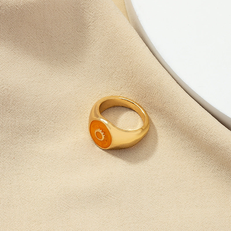 Golden Charm Drop Ring - Elegant European Style Jewelry