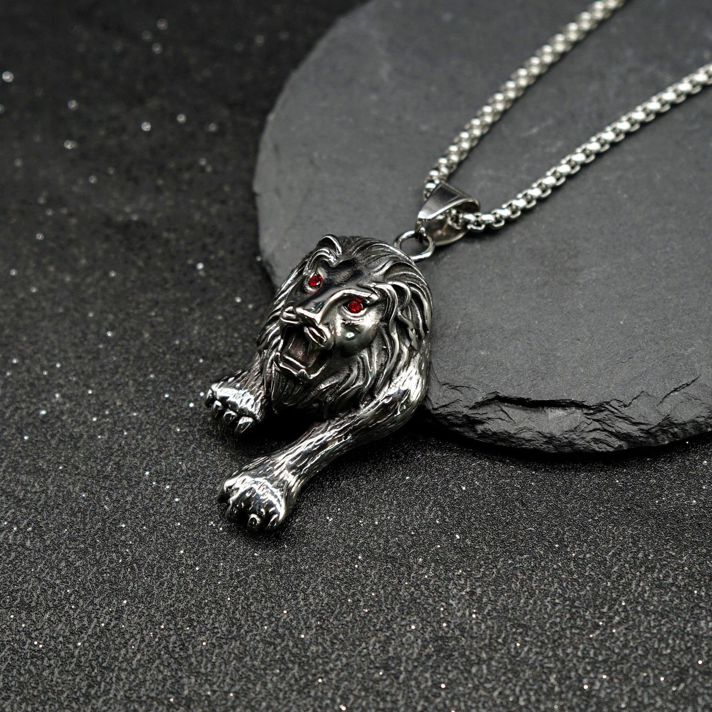 Steel Necklace - Vintage Lion Head Necklace