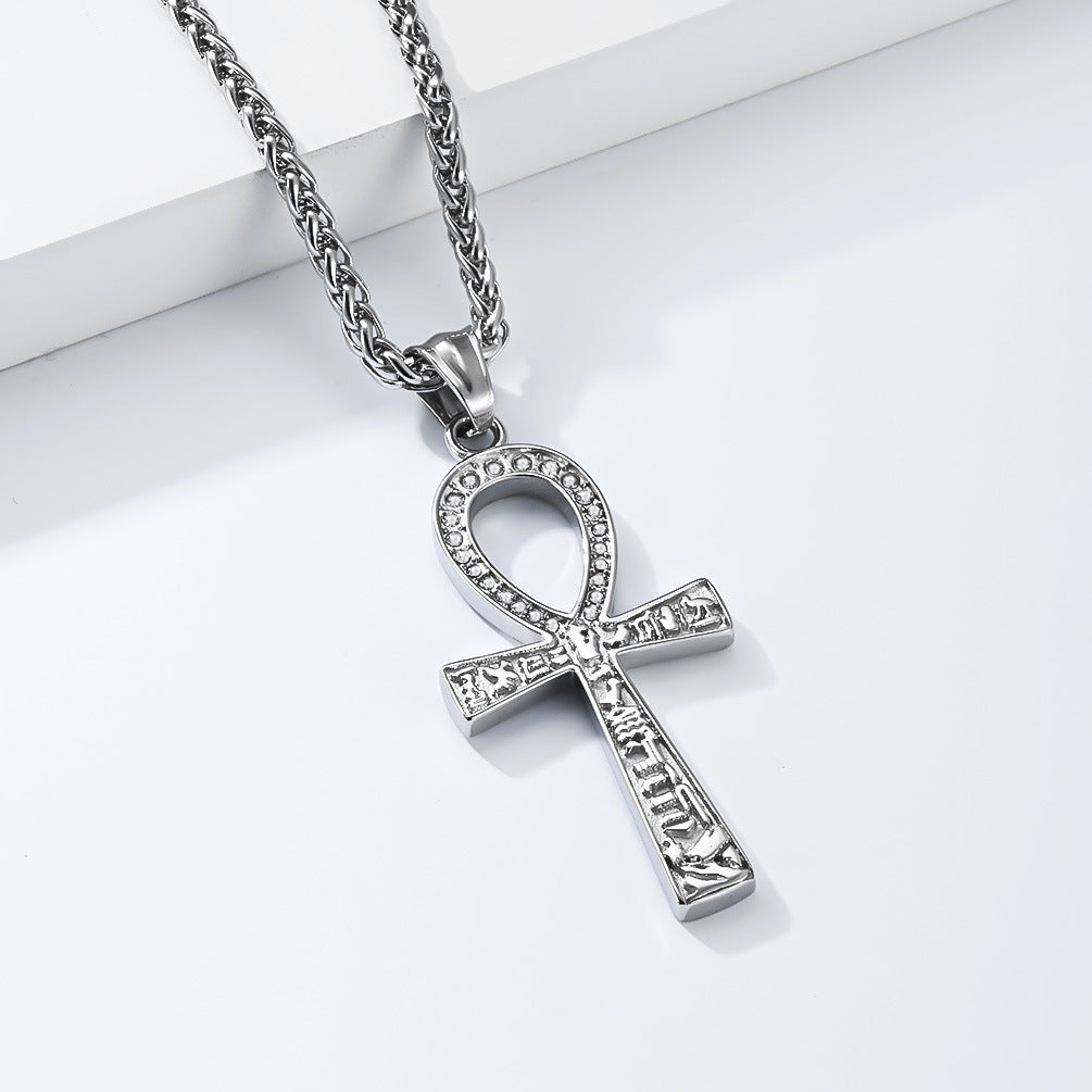 Steel Necklace – Statement Egyptian Anka Cross Necklace With Durable Stainless Steel Finish For Everyday Wear