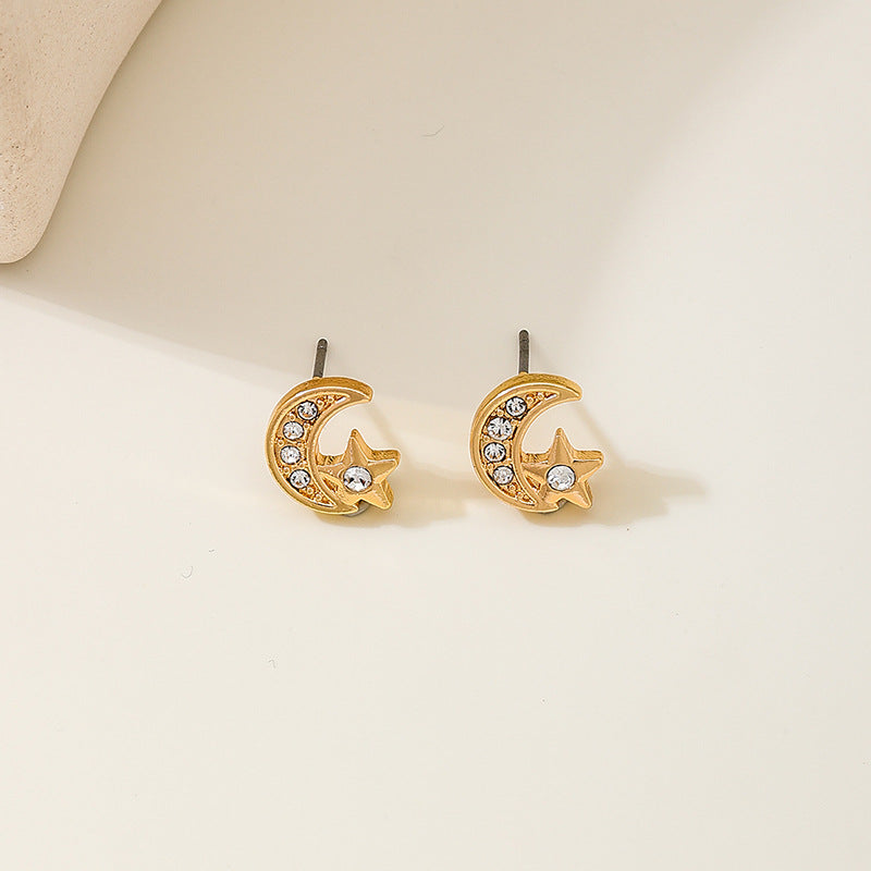 Planderful Vienna Verve Earrings – Elegant Metal Star Moon Design