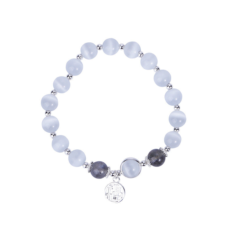 Enchanting Opal and Crystal Sterling Silver Bracelet