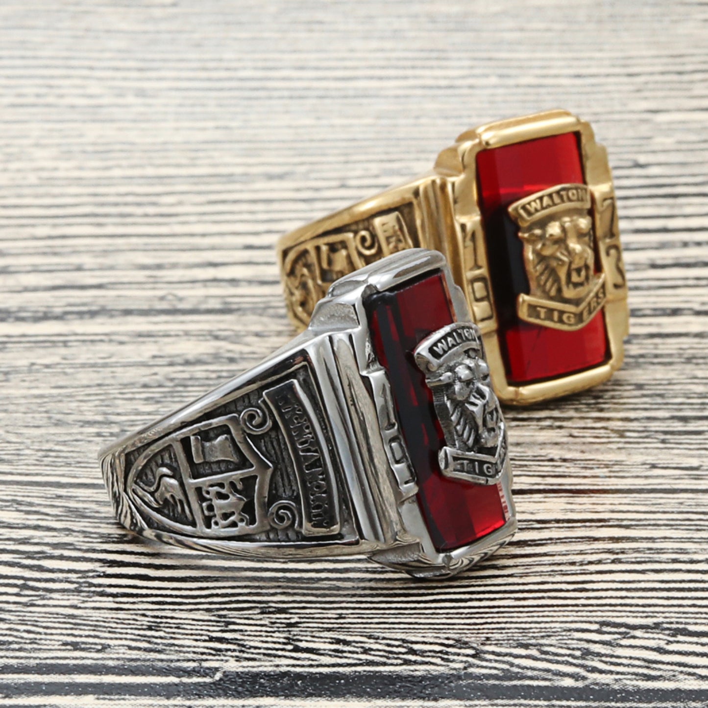 Titanium Steel Multi-Color Gemstone Lion Ring for Men - Retro Punk Style