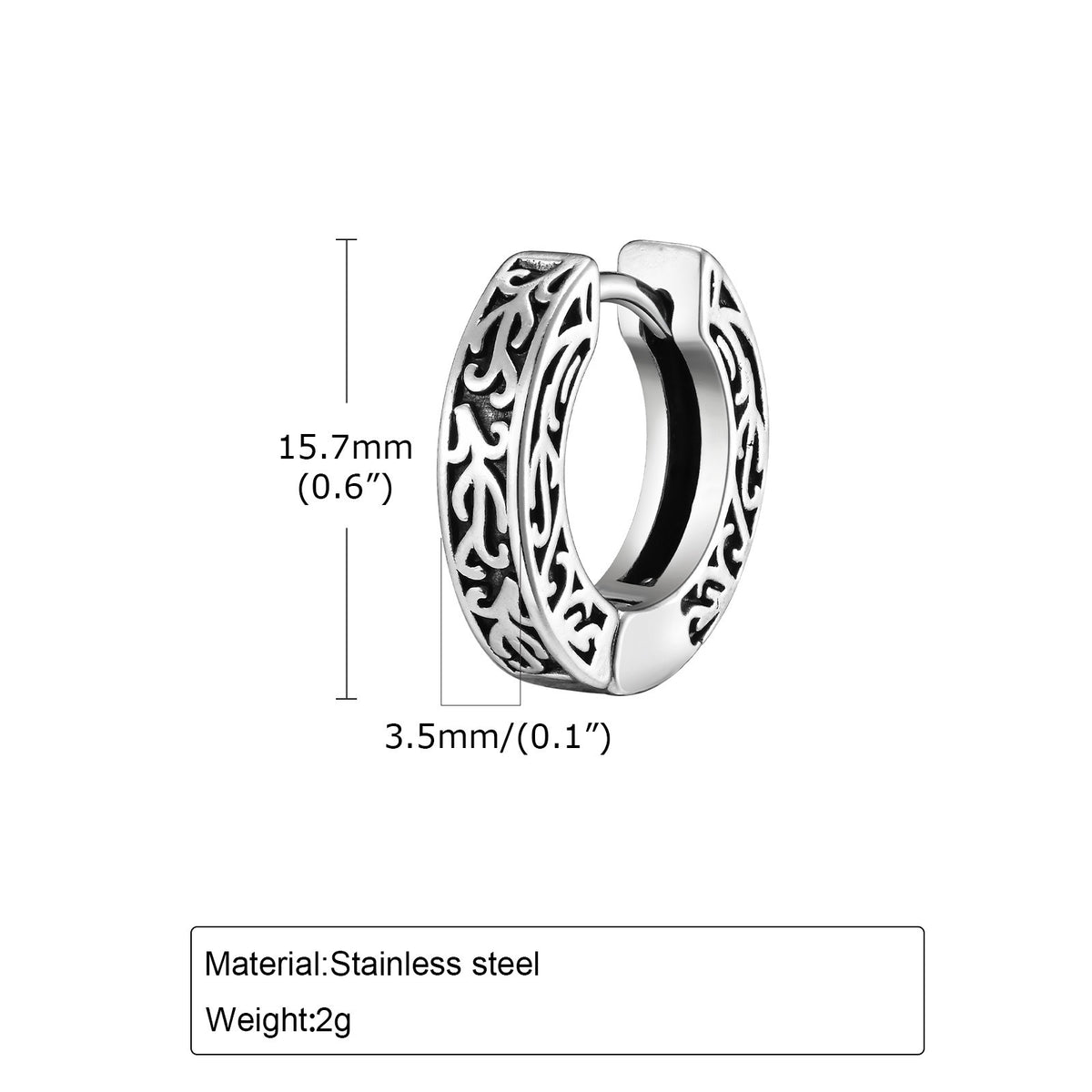 Filigree Huggie Hoop Earring — Single, 3 Finishes