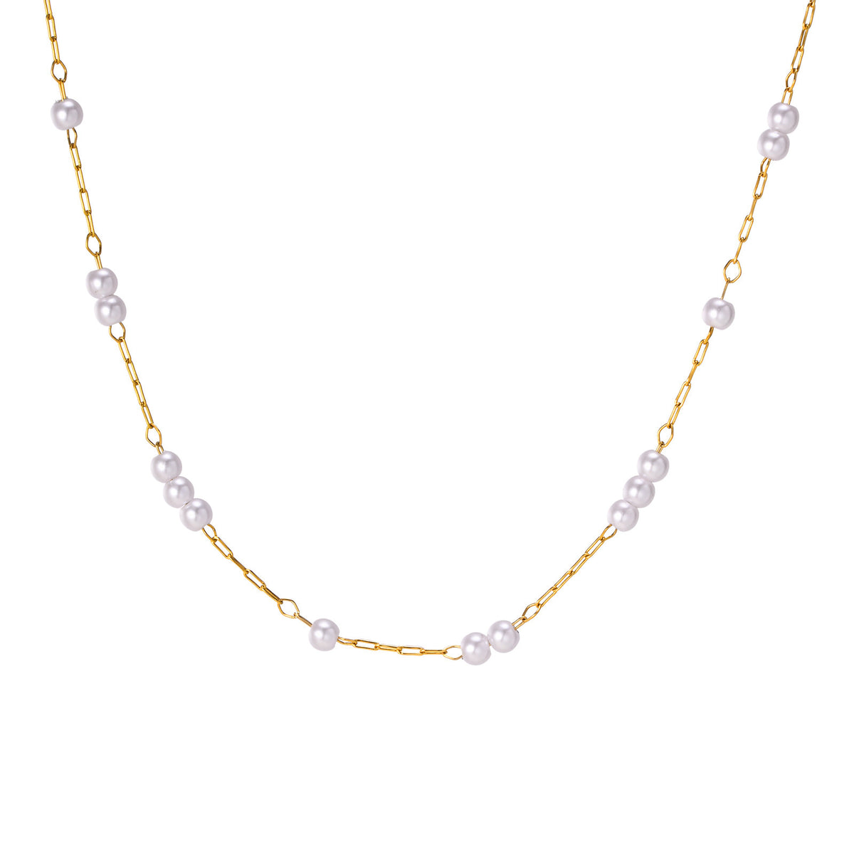 Stainless Steel Imitation Pearl Necklace Women's Gold