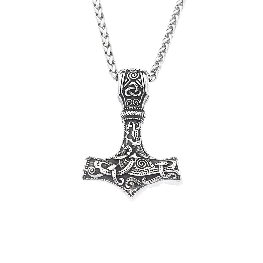 1. Planderful Thor's Hammer Necklace Titanium Steel Men