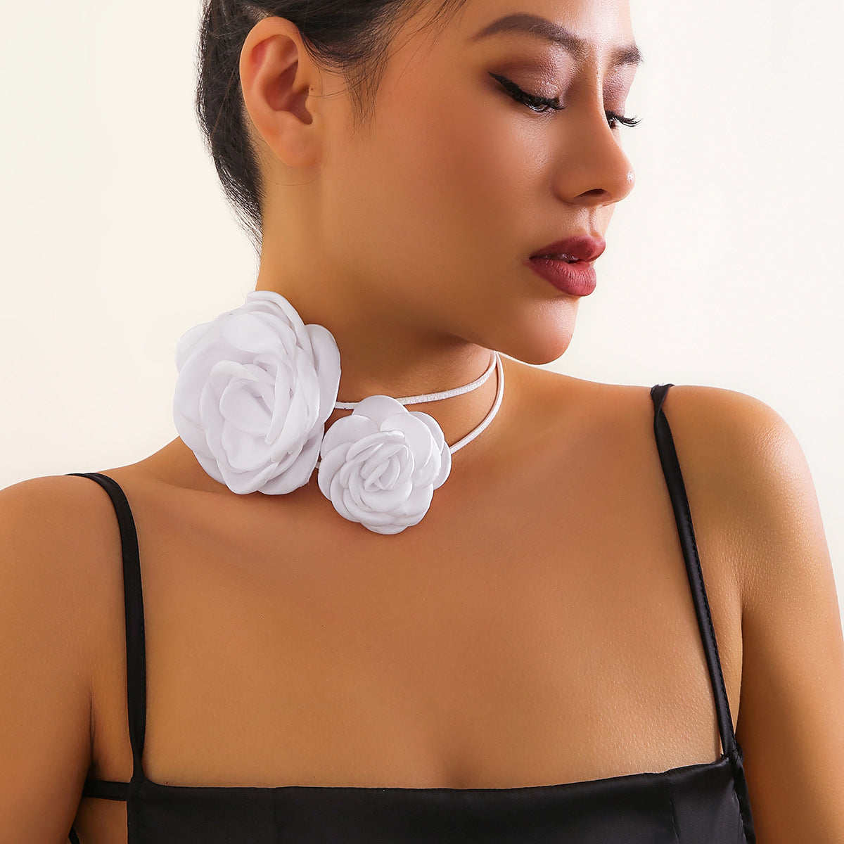 3D Rose Collar & French Camellia Necklace Set for Women by Planderful Verve Collection
