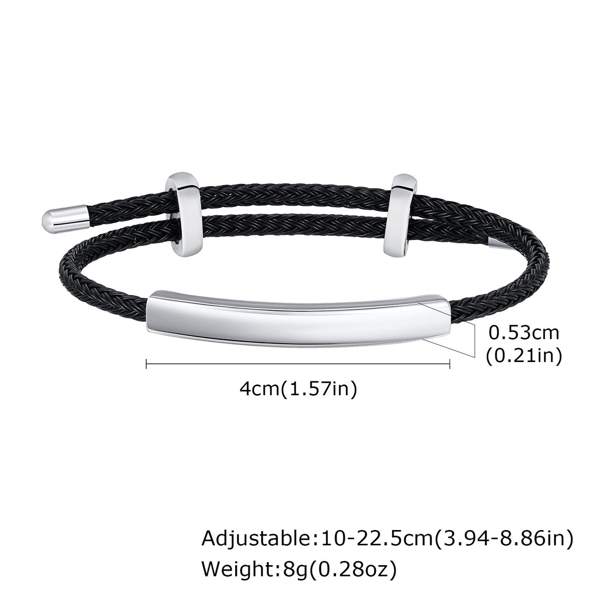 Adjustable Black Stainless Steel Bracelet for Men