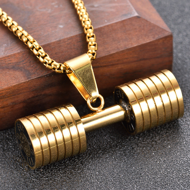 Planderful Everyday Genie Fitness Dumbbell Necklace For Men Durable Stainless Steel Pendant