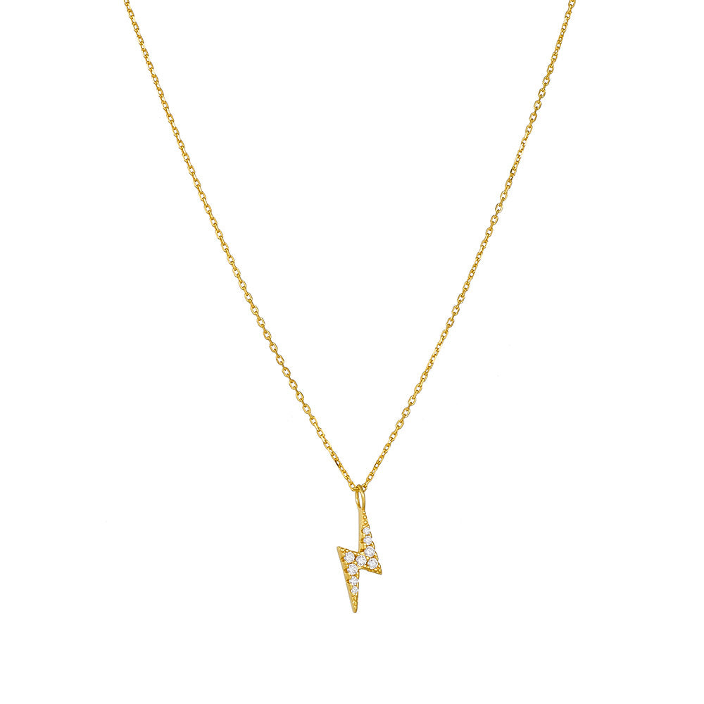 S925 Sterling Silver Inlaid With Zircon Lightning Necklace Minimalist Design Chain