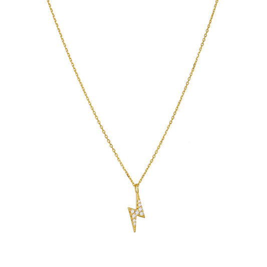 S925 Sterling Silver Inlaid With Zircon Lightning Necklace Minimalist Design Chain