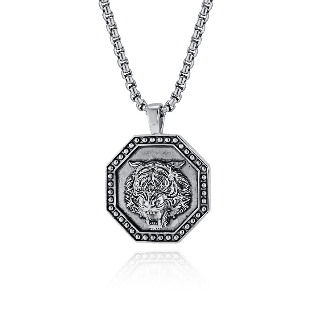 Cross-Border Retro Tiger Stainless Steel Necklace for Men