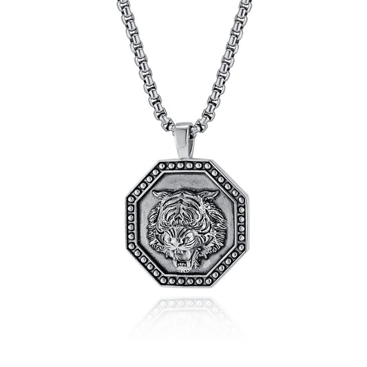 Cross-Border Retro Tiger Stainless Steel Necklace for Men