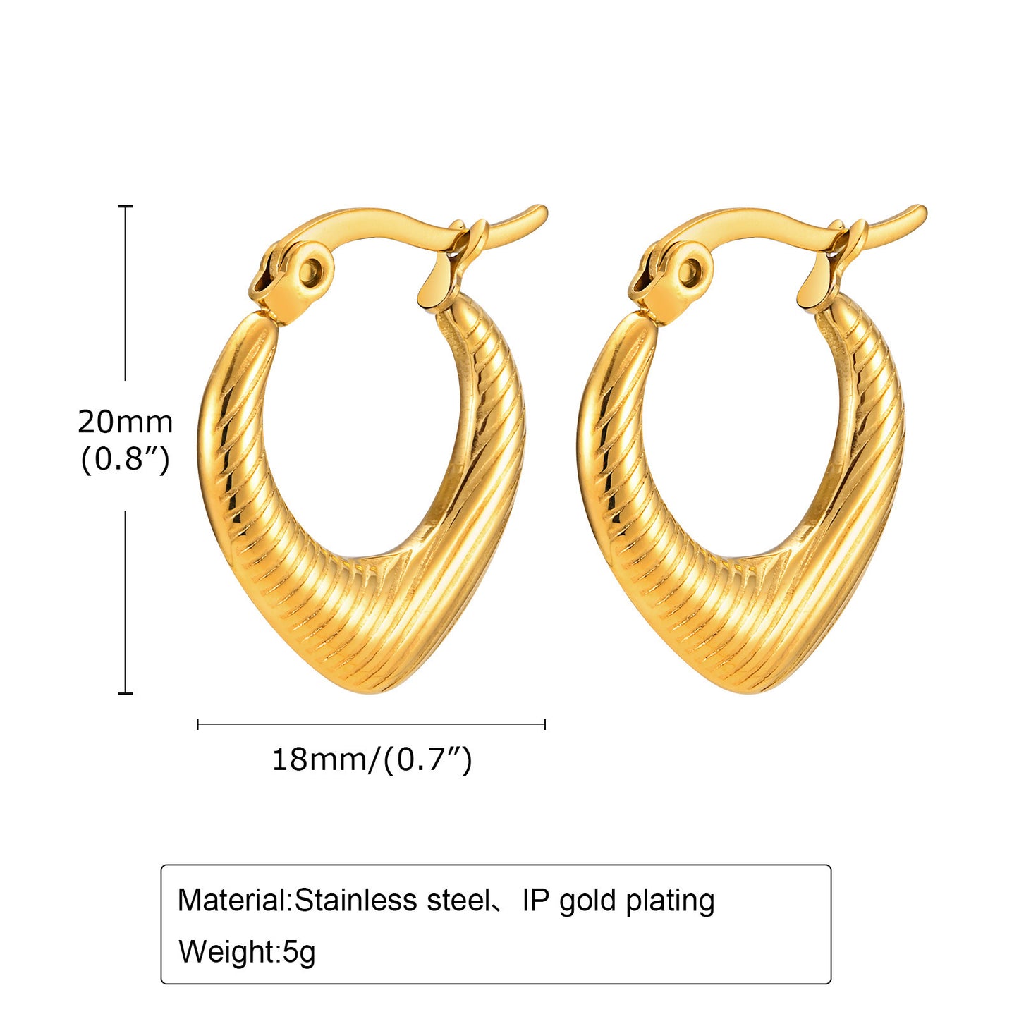 Fashion Personalized Women's Stainless Steel 18K Gold Earrings