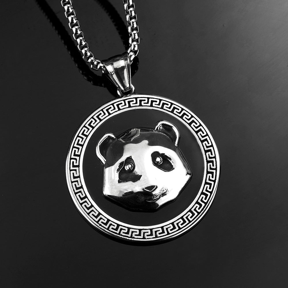 Titanium Steel Panda Pendant Necklace For Men By Planderful Durable Fashion Jewelry With Panda Pattern