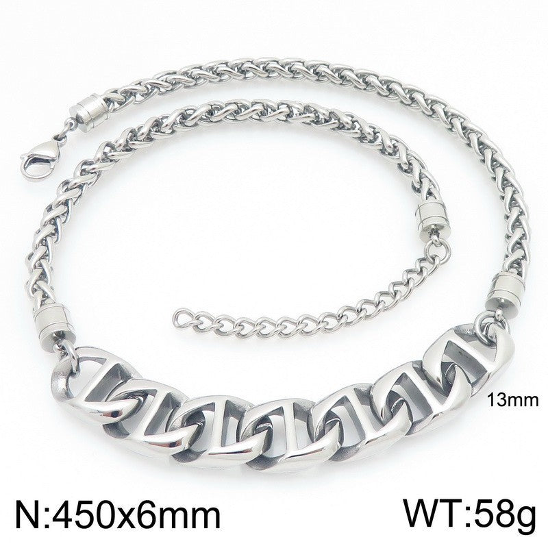 Collarbone Chain, Hip Hop Pig Nose Chain, Vacuum Electroplated Flower Basket Chain, Stainless Necklace