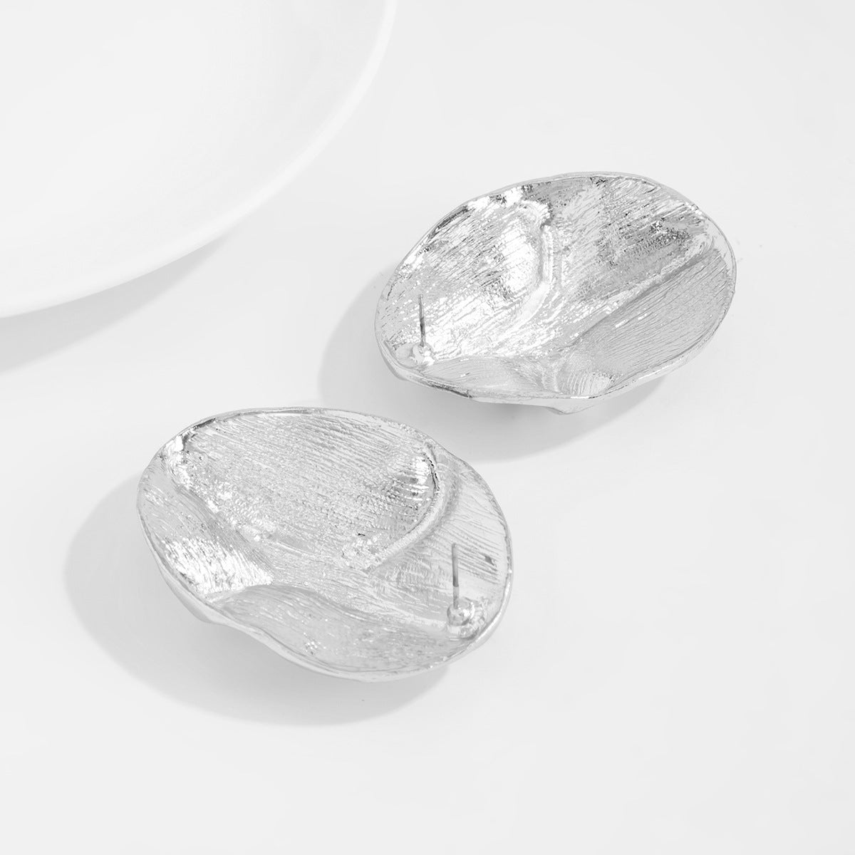 Planderful Vienna Verve Oval Stud Earrings Industrial Texture Three Dimensional Concave Convex For Women Professionals