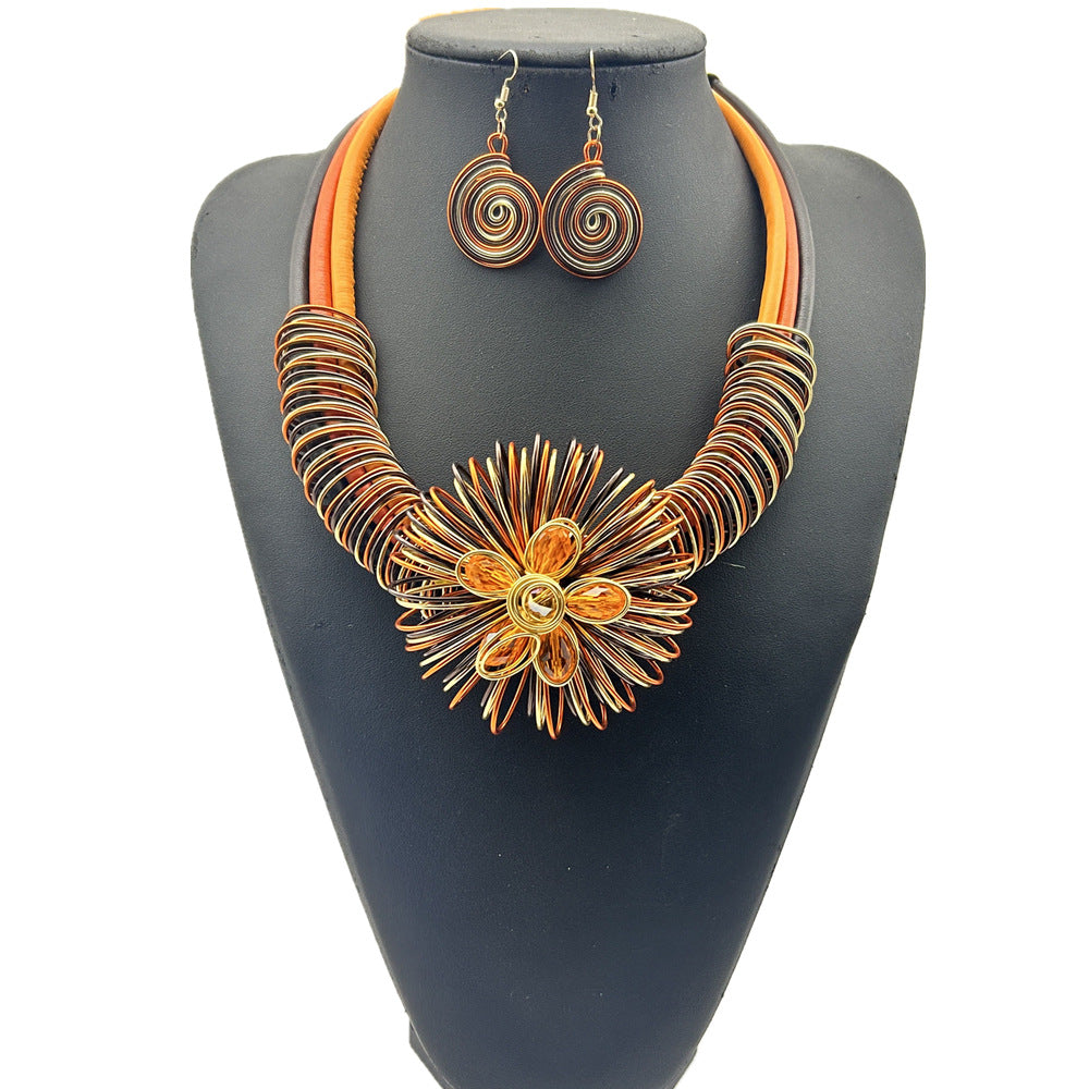 Aluminum Flower Handmade Necklace Set - Savanna Rhythms Collection