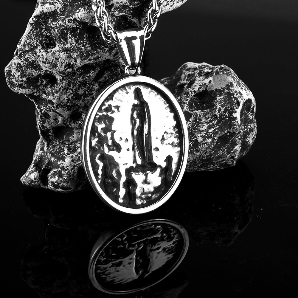 European And American Retro Men's Jewelry Virgin Mary Pendant Necklace