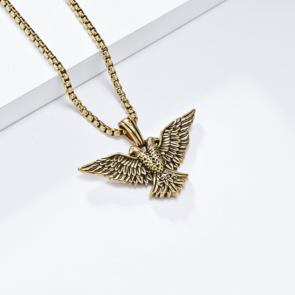 Cross-Border European American Retro Double-Headed Eagle Necklace