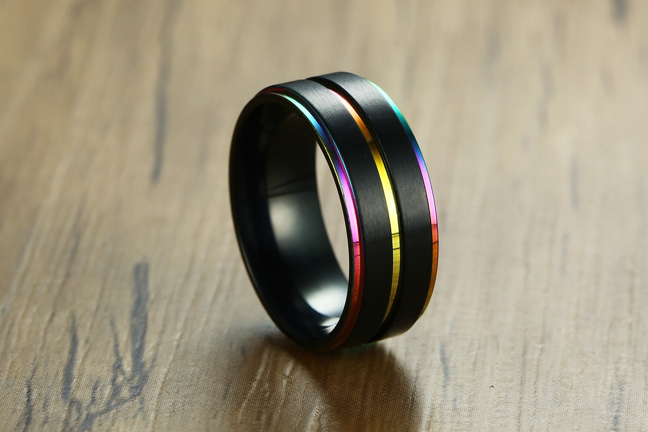 Rainbow Jewelry Men's Black Stainless Steel Body Ring