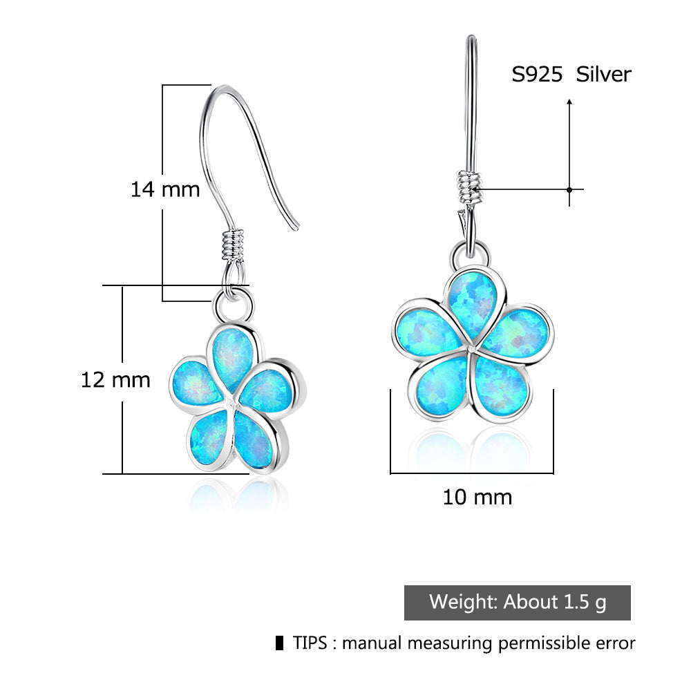 Planderful Jewelry Opal Earrings Sterling Silver Flower Pendant Design For Elegant Everyday Wear
