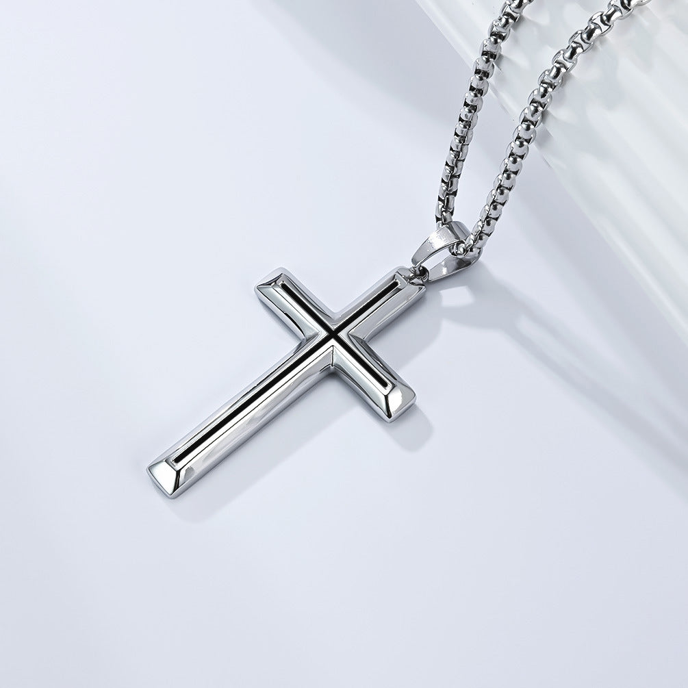Planderful Everyday Genie Durable Stainless Steel Cross Necklace Unisex Pendant For Men And Women