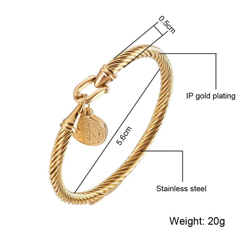 Planderful Titanium Steel Bracelet Unisex Versatile U Shaped Hook Twisted Line Design Everyday Genie