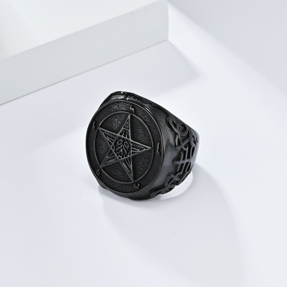 Steel Ring – Vintage Men's Pentagram