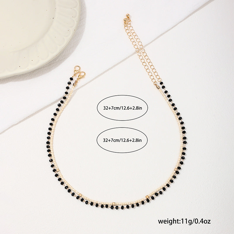 Elegant Glass Beaded Clavicle Chain Necklace - Vienna Verve Collection