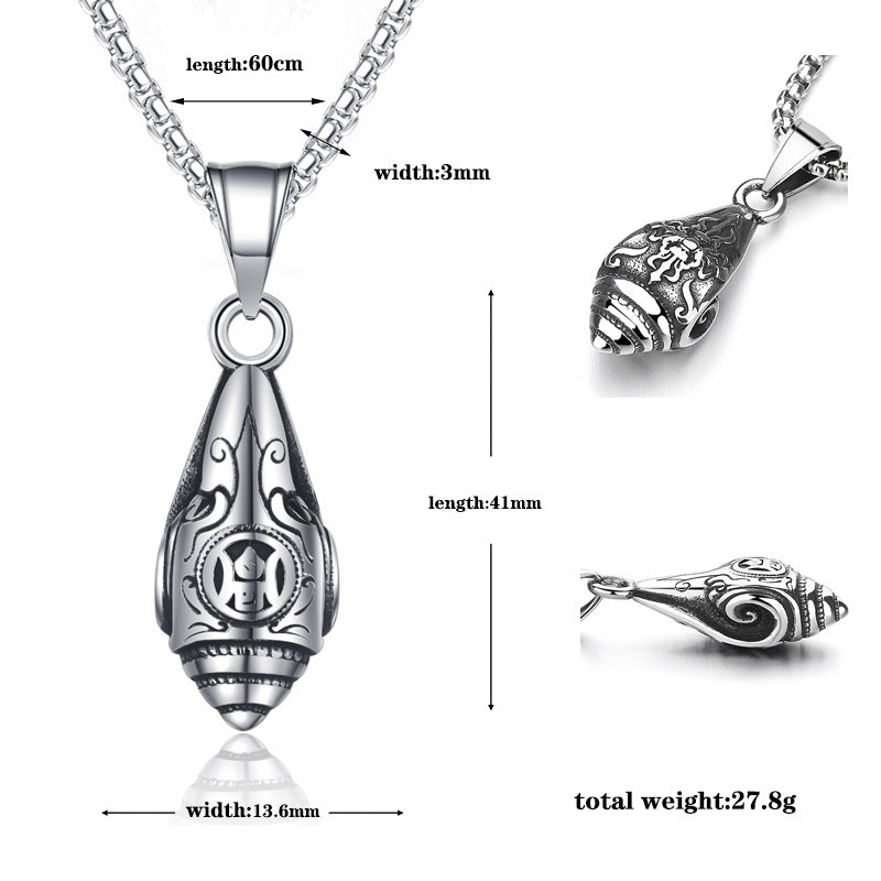 Steel Necklace - Elegant Pestle Conch Pendant Planderful Everyday Genie Collection