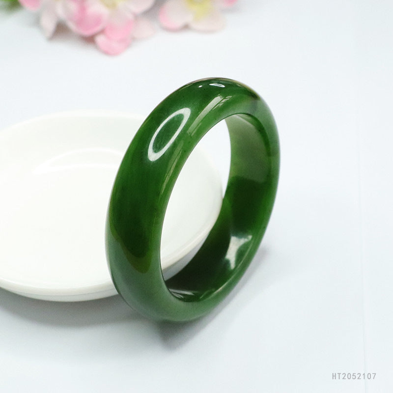 Spinach Green Hetian Jasper Bangle
